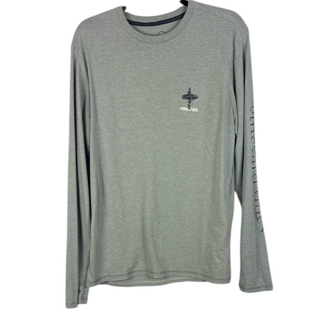 Vineyard Vines Casual Gray Cotton Blend Long Sleeve Men's Medium Dunes Tee